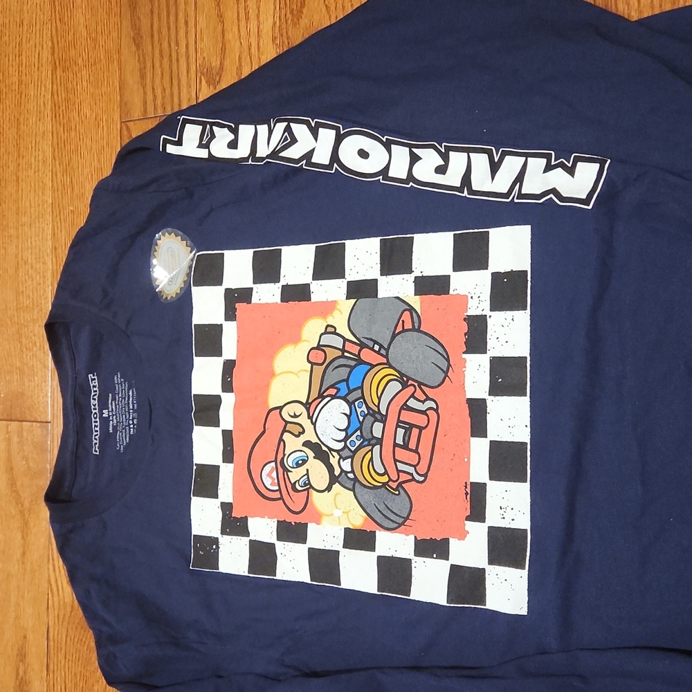 NWOT Mario Kart Nintendo, Long Sleeve Blue t-shirt, Medium